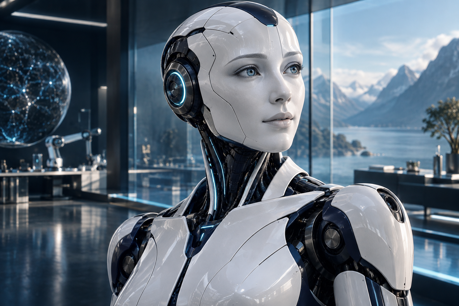 Representación conceptual de un robot de inteligencia artificial